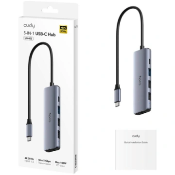 CUDY UH405 5-IN-1 USB-C Hub with HDMI 4K