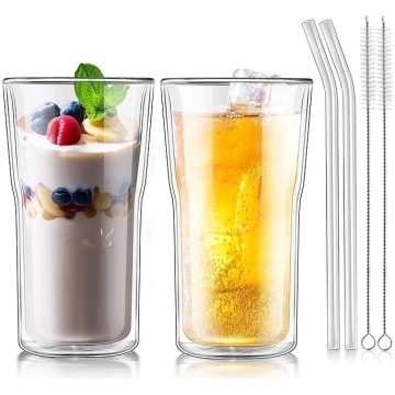 Joeyan 500 ml lielas divsienu kafijas glāzes, latt