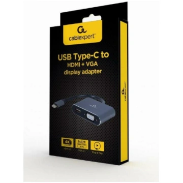 Gembird USB adapteris Type-C uz HDMI, VGA, 1 HDMI,