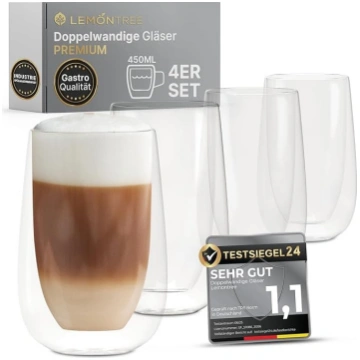 Lemontree 4 latte macchiato glāžu komplekts, 450 m