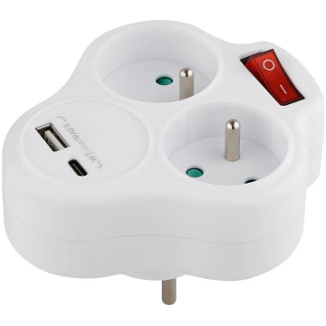 Strend Pro ligzda, sadalītājs, balts, 2x 16 A, USB