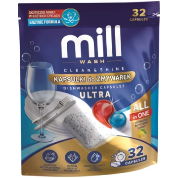 MILL CLEAN&SHINE Ultra Dishwasher Capsules, 32 cap