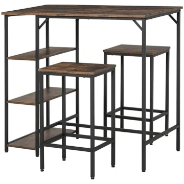 HOMCOM Bar Table Set with 2 Bar Stools Dining Set 