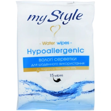 MY STYLE Hipoalerģiskas mitrās salvetes 99% ūdens,
