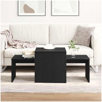 Nesting Table Set Black Oak Look Coffee Table Livi