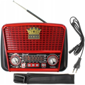 Retro radio uztvērējs + pārnēsāšanas siksna, ierob