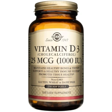 Solgar D3 vitamīns 25 mikrogrami (1000 SV) - 250 m
