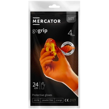 Mercator GoGrip orange nitrile gloves 4 pcs size M