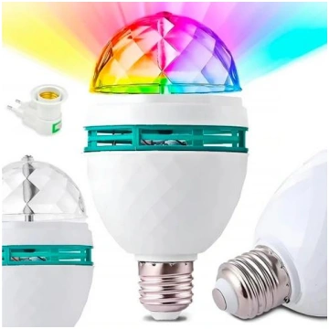 Rotējoša E27 disko lampa ar kontaktligzdas adapter