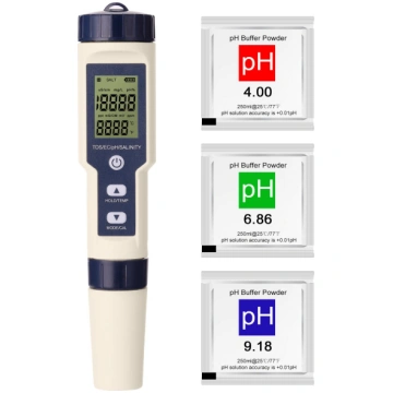 EZ-9909 5-in-1 testeris PH/EC/TDS/sāļuma/termometr