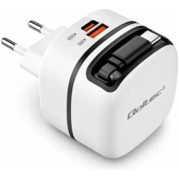 Qoltec tīkla lādētājs | 65W | PD, GaN, PPS | USB-C