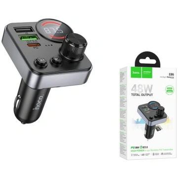 Hoco E86 Bluetooth FM modulators ar auto lādētāju
