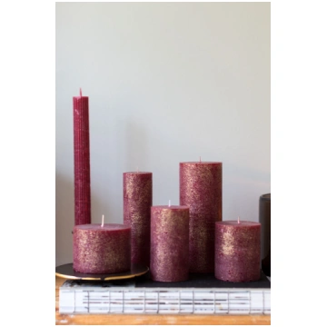 Set of candles, cherry with golden shimmer
