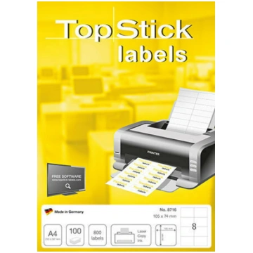 TopStick print label, A4, 105x74mm / 8-part (11542