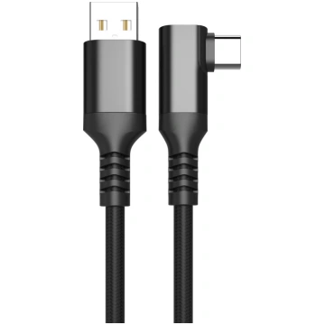 Fuj:tech USB-C to USB-A cable, 90° angle, 3 m, bla