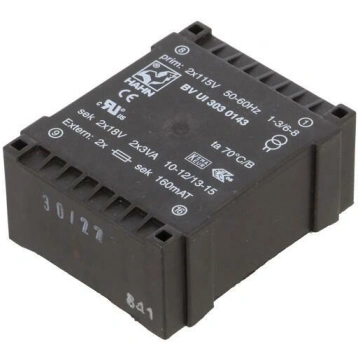 Transformer: encapsulated; 6VA; 115VACx2; 18V; 18V