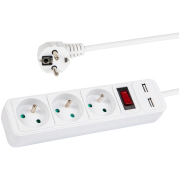 PR-370WSP/USB 3-socket power extension cord + USB 