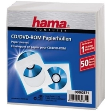 1x50 Hama CD ROM Paper Sleeves white 62671 62671