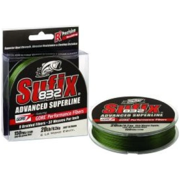 SUFIX pītā aukla 832 Braid Lo-Vis Green 250m 0.18m