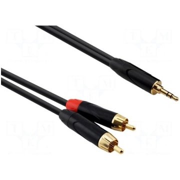 Cable | Jack 3.5mm plug,RCA plug x2 | 3m | black |