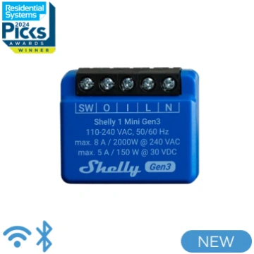 Shelly Plus 1 MINI Gen3 Relay (WiFi control), 1-ch