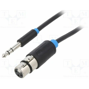 Cable; Jack 6,3mm 3pin plug,XLR female 3pin; 10m; 