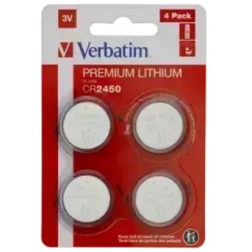 Baterijas Verbatim CR2450 Premium Lithium 4-Pack