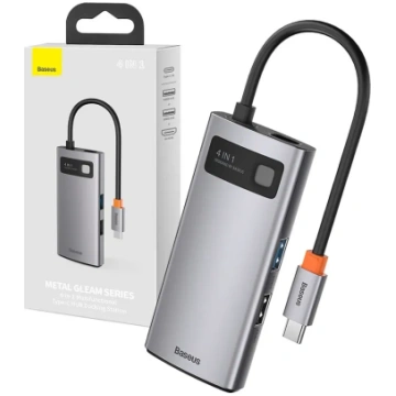 Hub 4in1 Baseus Metal Gleam Series, USB-C to USB 3