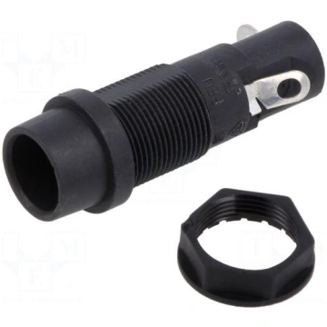 Fuse holder | 10A | 250VAC | FEU | on panel | blac