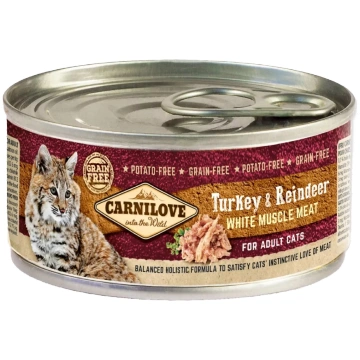 Konservi kaķiem – CARNILOVE Wild Meat Turkey and R