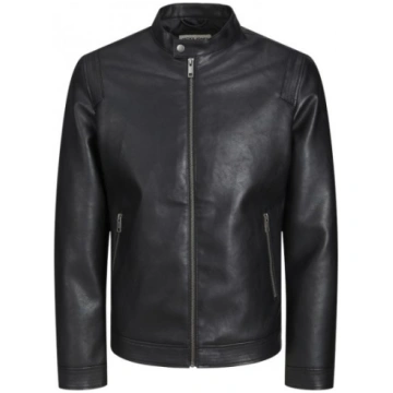 Jack & Jones Rocky Urban Rider Leather Jacket Blac