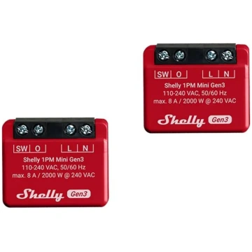 Shelly 1PM Mini Gen3 Set of 2 Controllers, WiFi/Bl