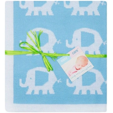 DUET BABY trikotāžas pleds ELEPHANT 507 blue IZPĀR