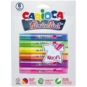 Krāsas 6 neon krāsas tekstīlam 3D Carioca CAR42131