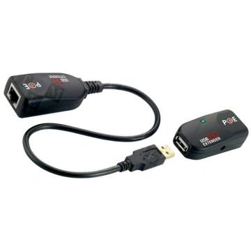USB extender; PoE,USB 2.0; black; extender via cab