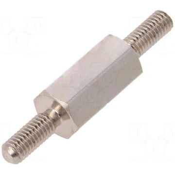 Screwed spacer sleeve | 12mm | Ext.thread: M3 | he