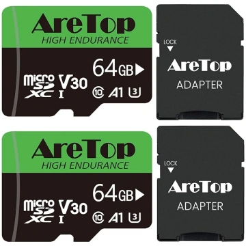 AreTop 64GB Micro SD karte, SD karte, 2 SD kartes,