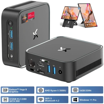 HUIDUN H80 3500U Ar tastatūru QWERTY Mini PC ar AM