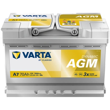 VARTA A7 70Ah 760A 12V CCA Silver Dynamic xEV AGM 
