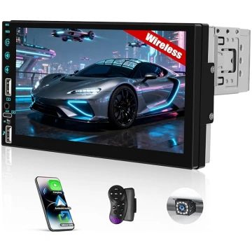 CAMECHO Auto radio 1 DIN bezvadu Carplay Android B