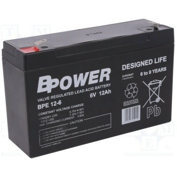 Re-battery: acid-lead; 6V; 12Ah; AGM; maintenance-
