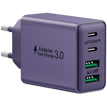 USB C lādētājs, 40 W, 4 porti Ātrs lādētājs ar PD