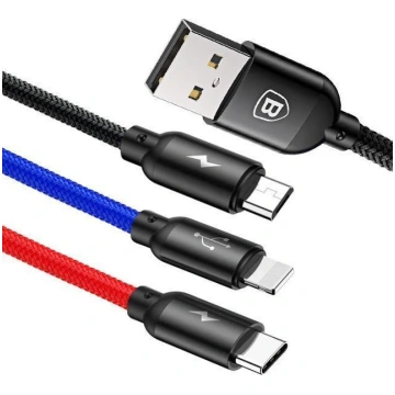 Baseus 3 1 3.5A USB kabelis iPhone Xs Max Xr X 8 7