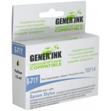 Tintes kasete GenerInk Epson T0714Y Yellow D78/DX4