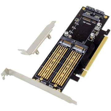 InLine InLine® PCIe Karte x16 zu 2x M.2, 1x mSATA 