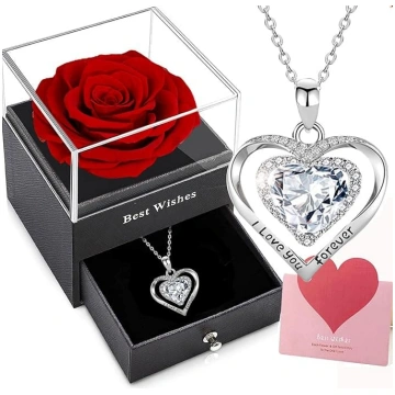Ewige Rose mit Schmuck, für Damen, Box mit Rosen,