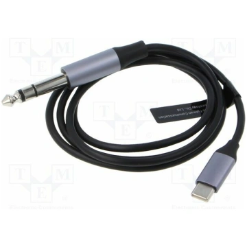 Cable; Jack 6,3mm 3pin plug,USB C plug; nickel pla