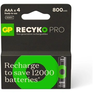 Uzlādējamās baterijas GP, AAA, 800 mAh, 4 gab