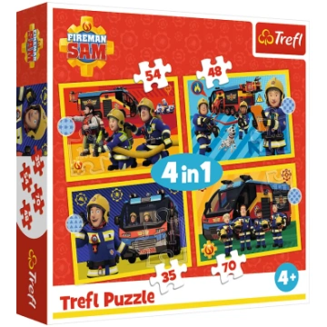 TREFL FIREMAN SAM Pužļu komplekts 4in1 ugunsdzēsēj