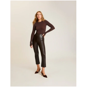 Faux Leather Cropped Flare Commando